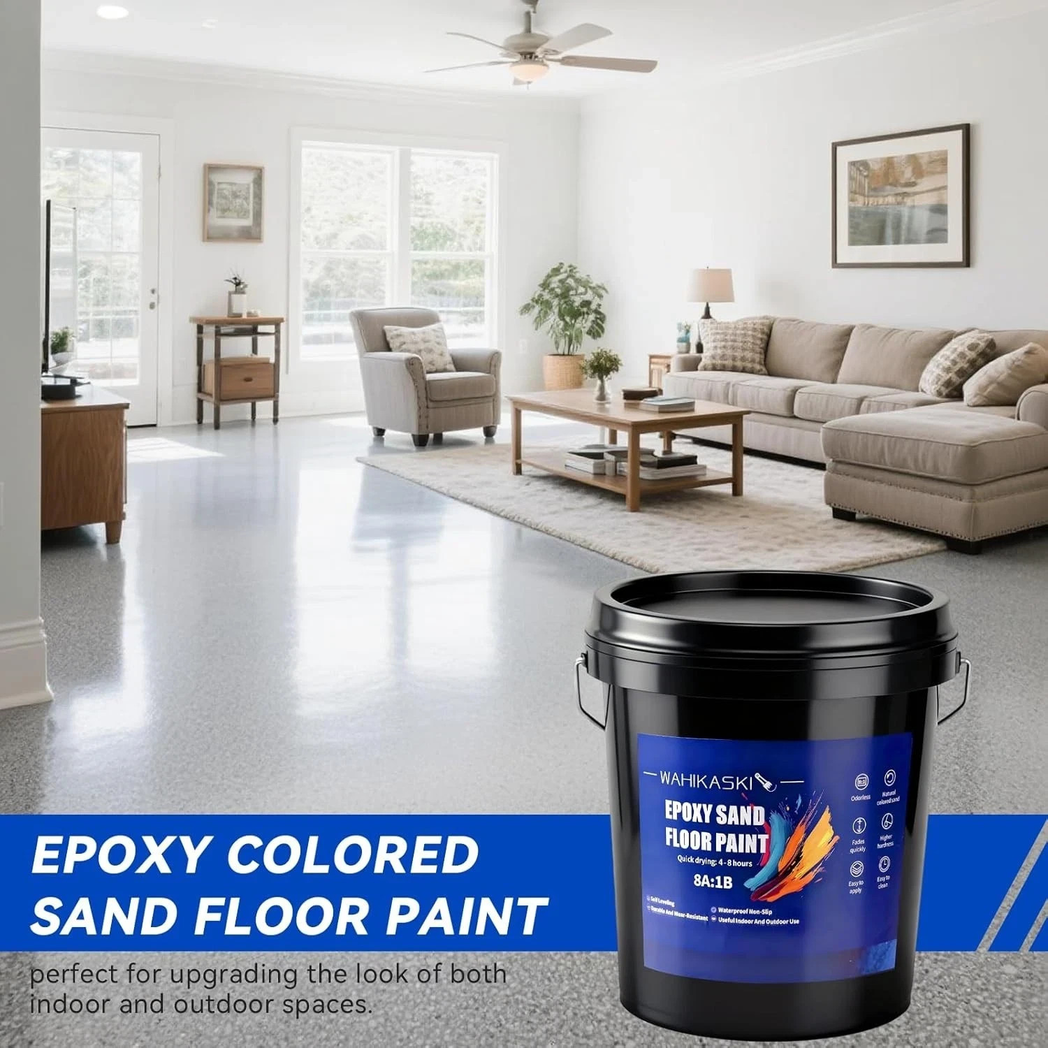 Epoxy Colored Sand Floor Paint, Epoxy Floor Paint For Concrete, Leveling High…