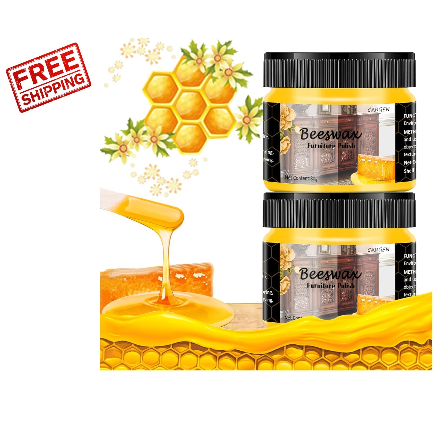 All-Natural Beeswax Wood Polish for Furniture – Revive & Protect 2x Pack