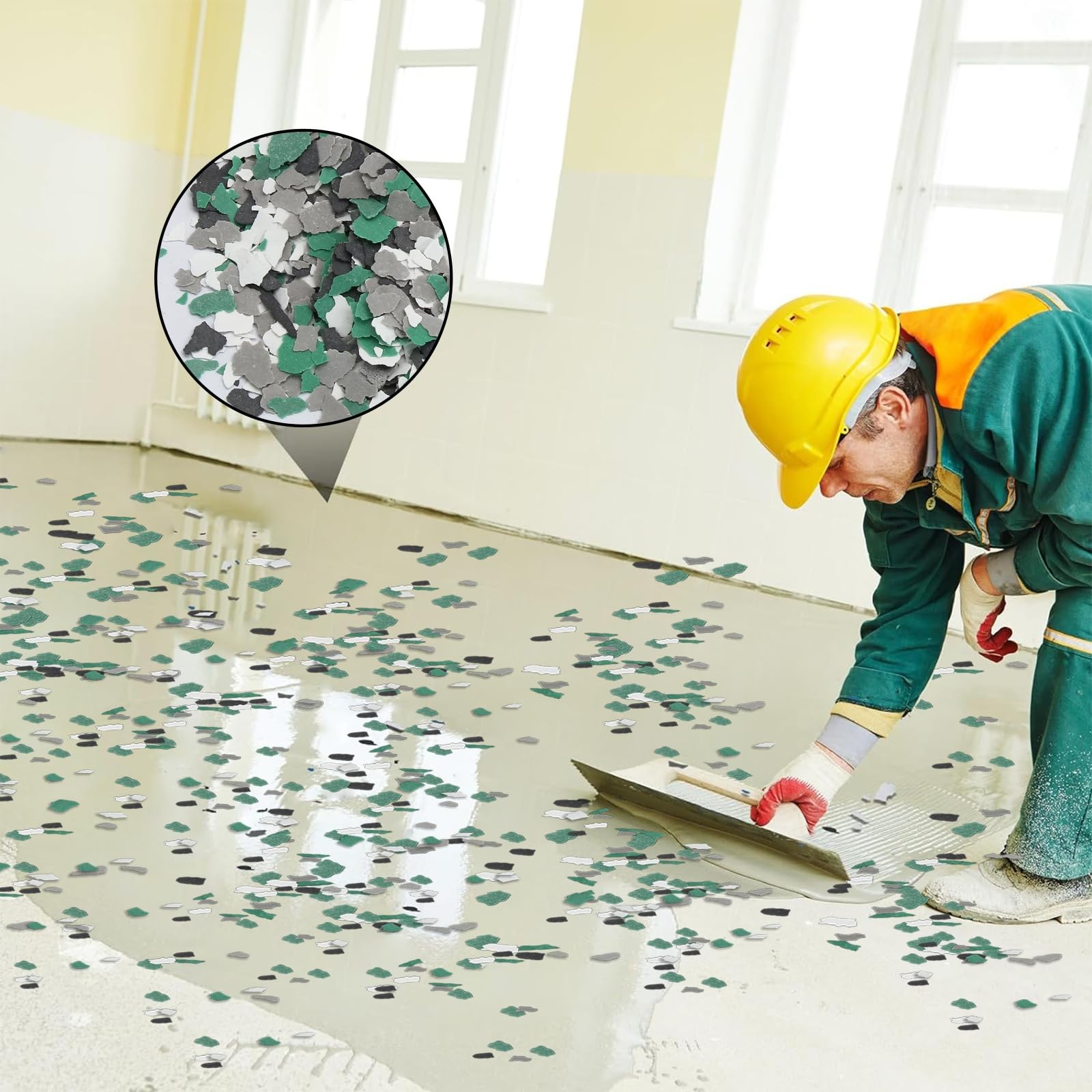 Decorative Epoxy Floor Flakes Color Chips Concrete Coating Mix