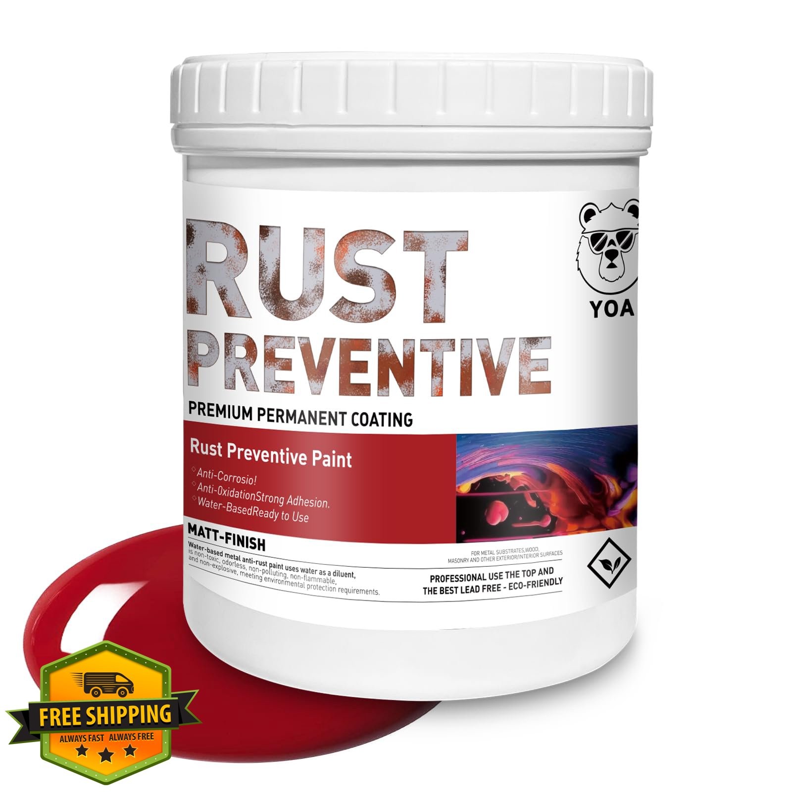 YOA Metal Paint Matte Red 16 oz Rust-Proof Coating