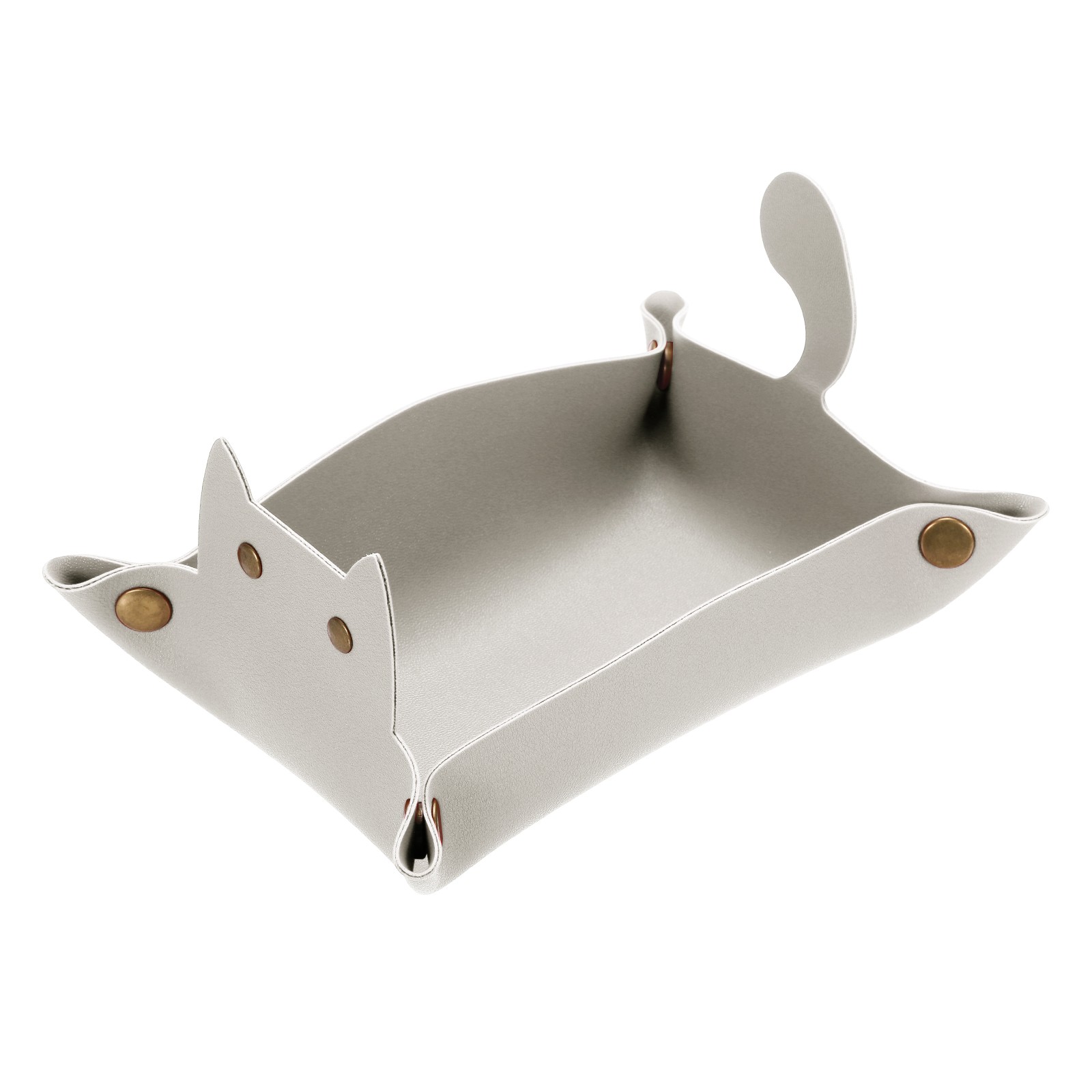 Leather Valet Tray, Folding Jewelry Tray Organizer, Light Gray