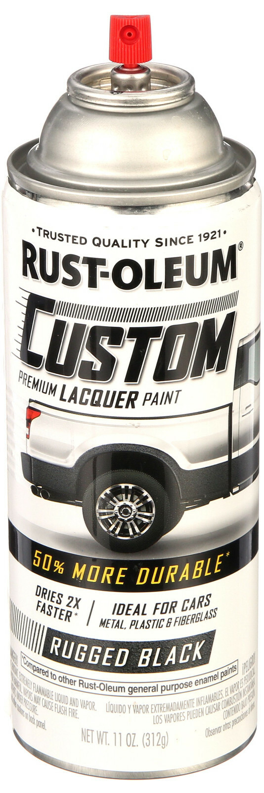 Rugged Black Custom Premium Lacquer spraY Paint metal plastic Rust-Oleum 323350