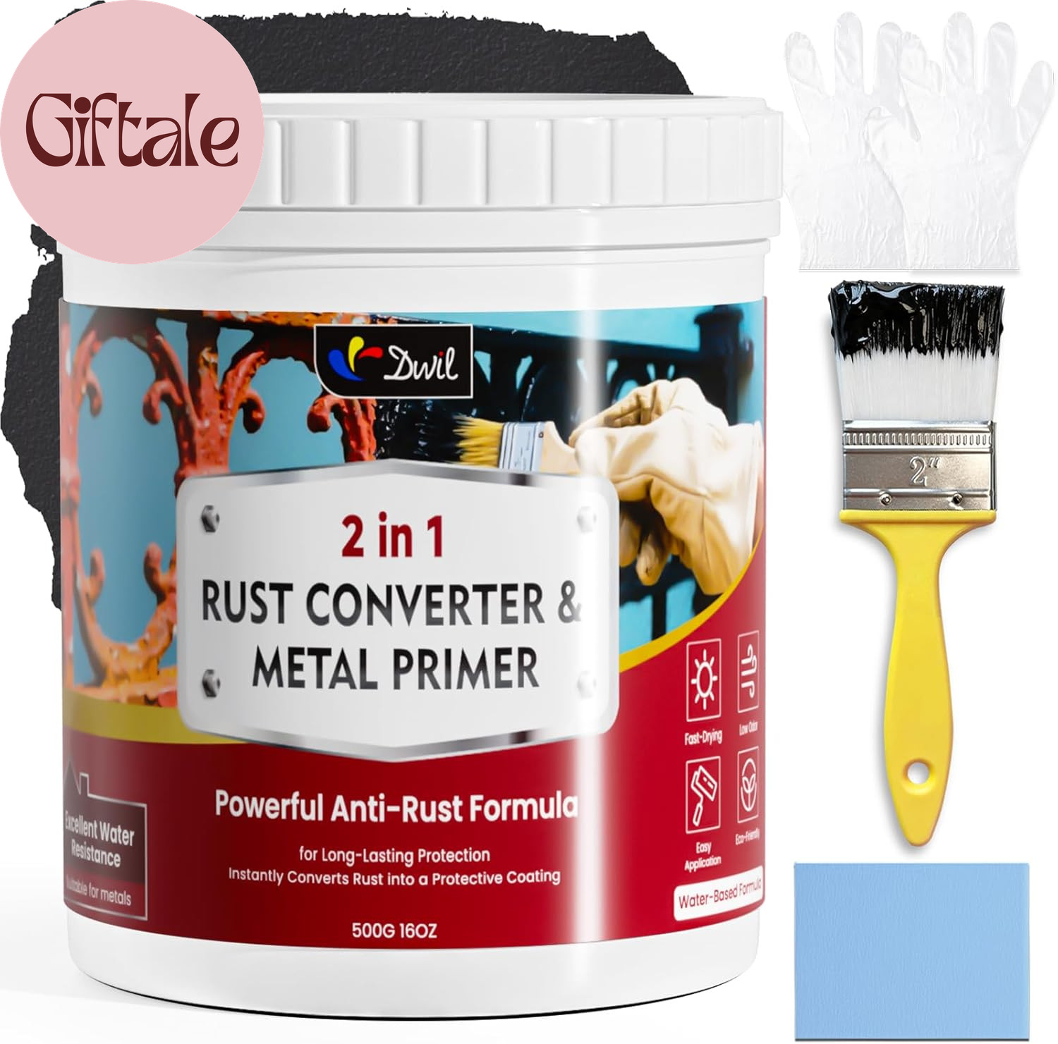 Rust Converter for Metal, 2 in 1 Rust Converter Paint and Primer, Converts Rust