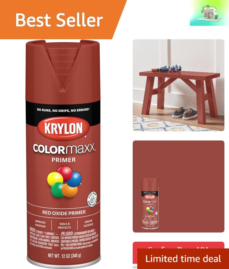 COLORmaxx Fast-Drying Red Oxide Primer Spray Paint 12oz – Indoor/Outdoor Use