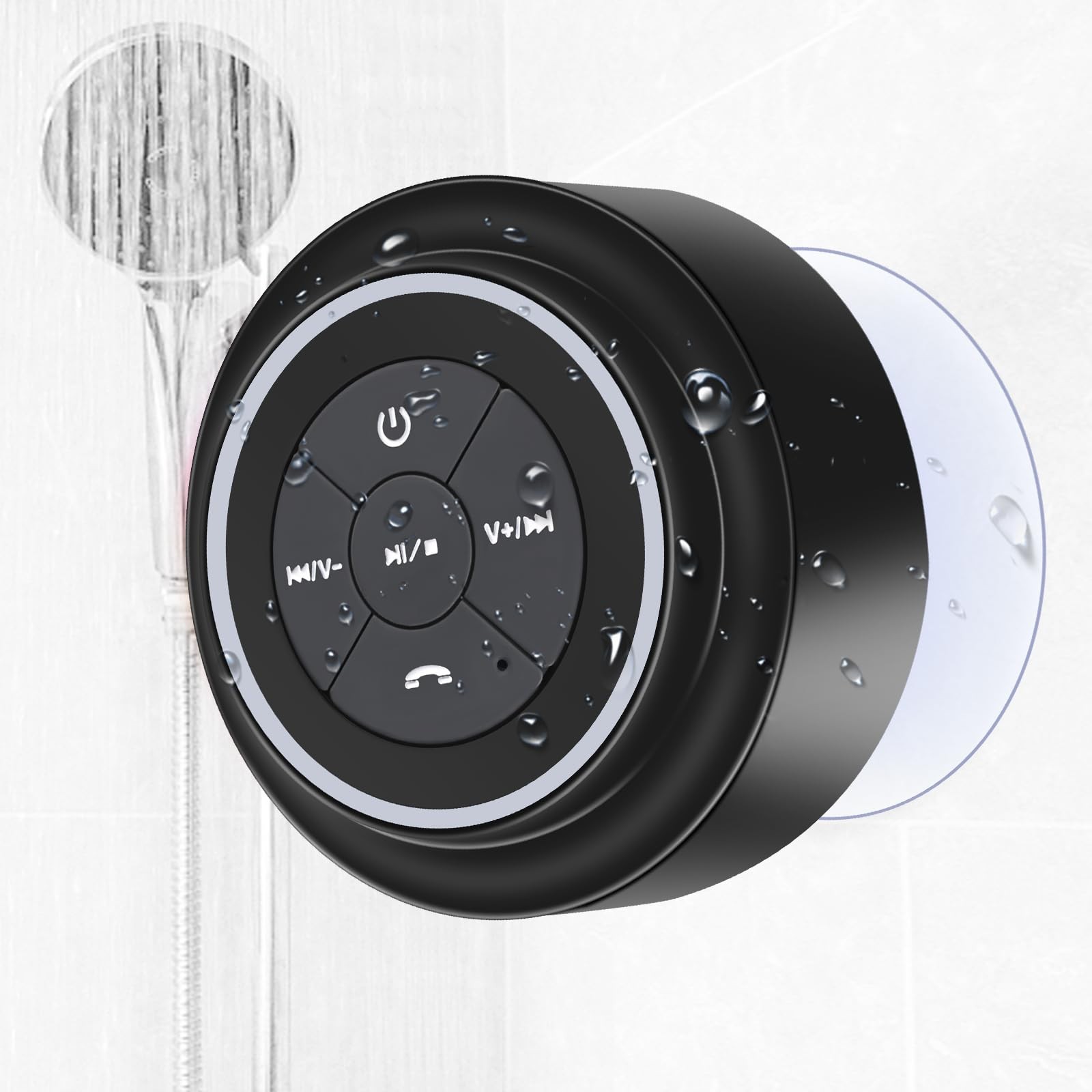 Waterproof Shower Speaker, Portable Bluetooth Speaker with Suction Cup, IPX7 Wat