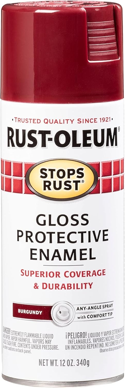 Rust-Oleum 7768830 Spray Paint, Burgundy, Gloss, Solvent, 12 Oz
