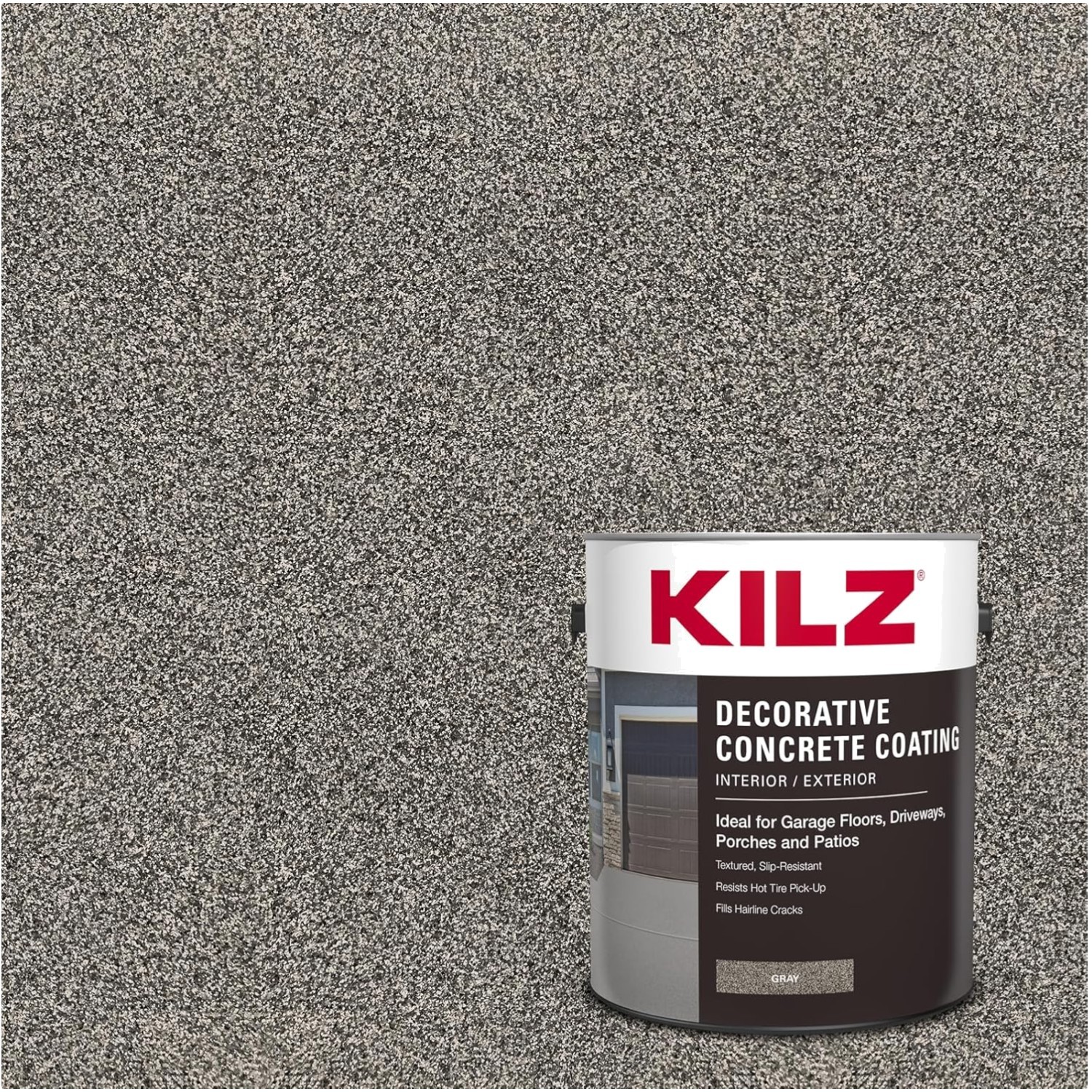 1 Gallon Decorative Concrete Coating – Slip-Resistant Gray with Speckled Finish