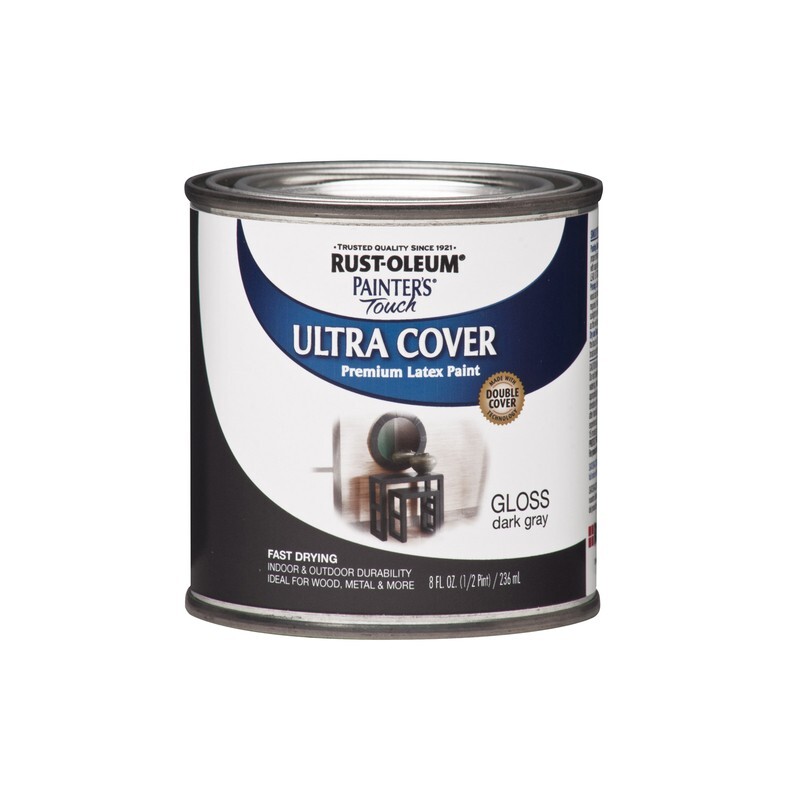Rust-Oleum Painters Touch Ultra Cover Gloss Dark Gray Premium Latex Paint 1/2 pt