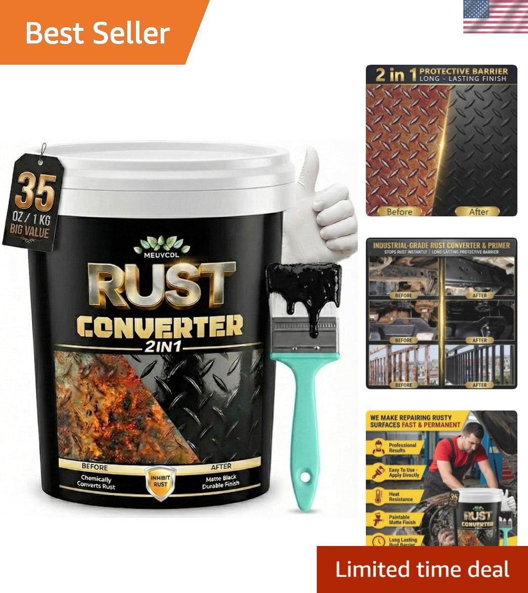 2 in 1 Rust Converter & Metal Primer, 35 oz Black Rust Reformer Paint for Met…