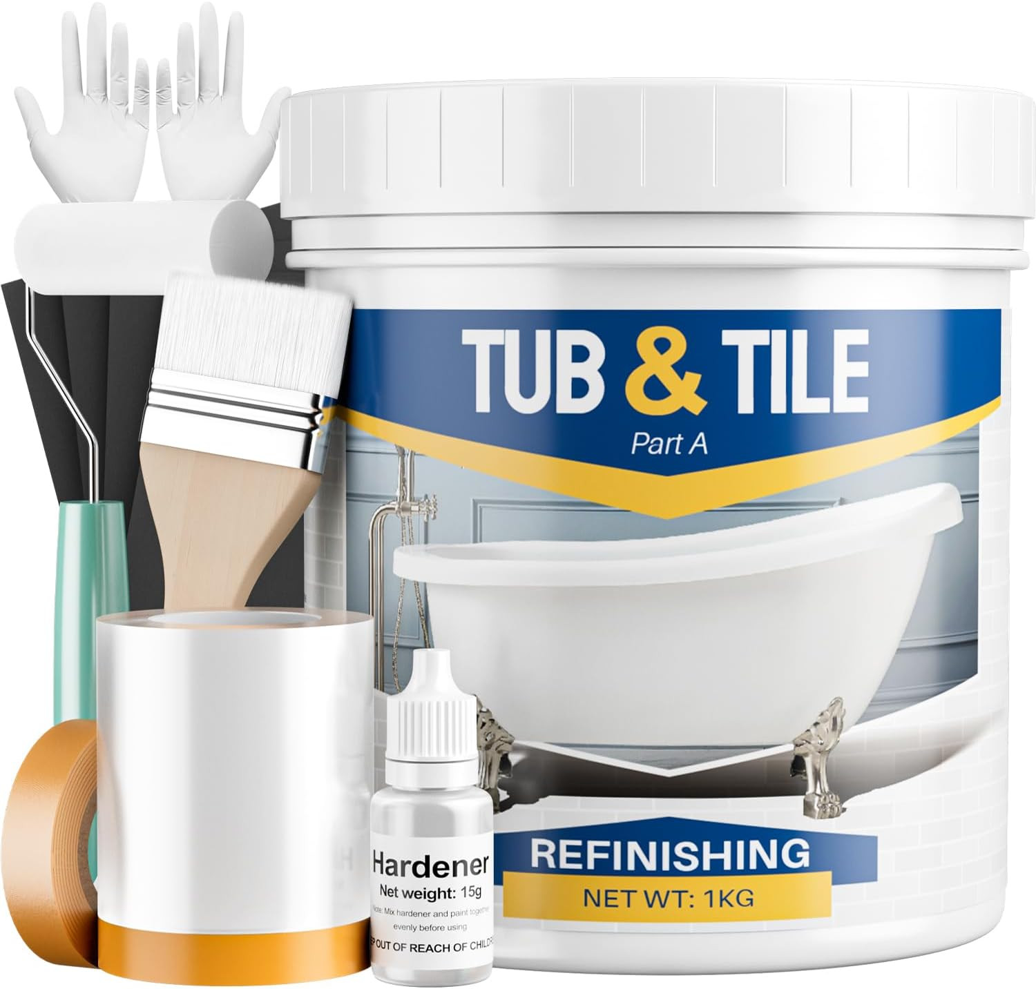 tub Bathtub Refinishing Kit, 35Oz White Semi-Gloss Paint, 50-55Sq.Ft