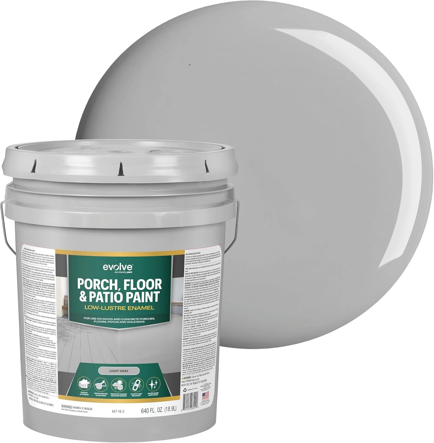 Porch & Floor Paint (Light Gray) 5-Gallon – Durable Scratch-Resistant