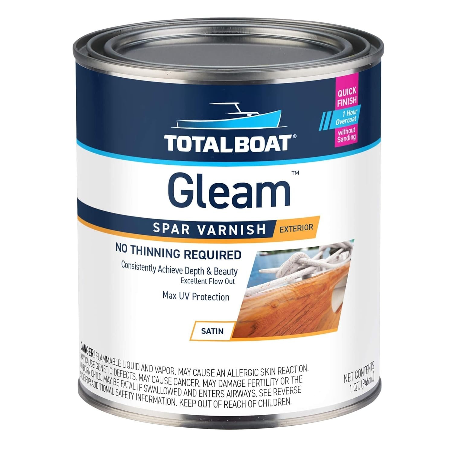 Waterproof Polyurethane Varnish Quart Satin Finish for Marine and Furniture