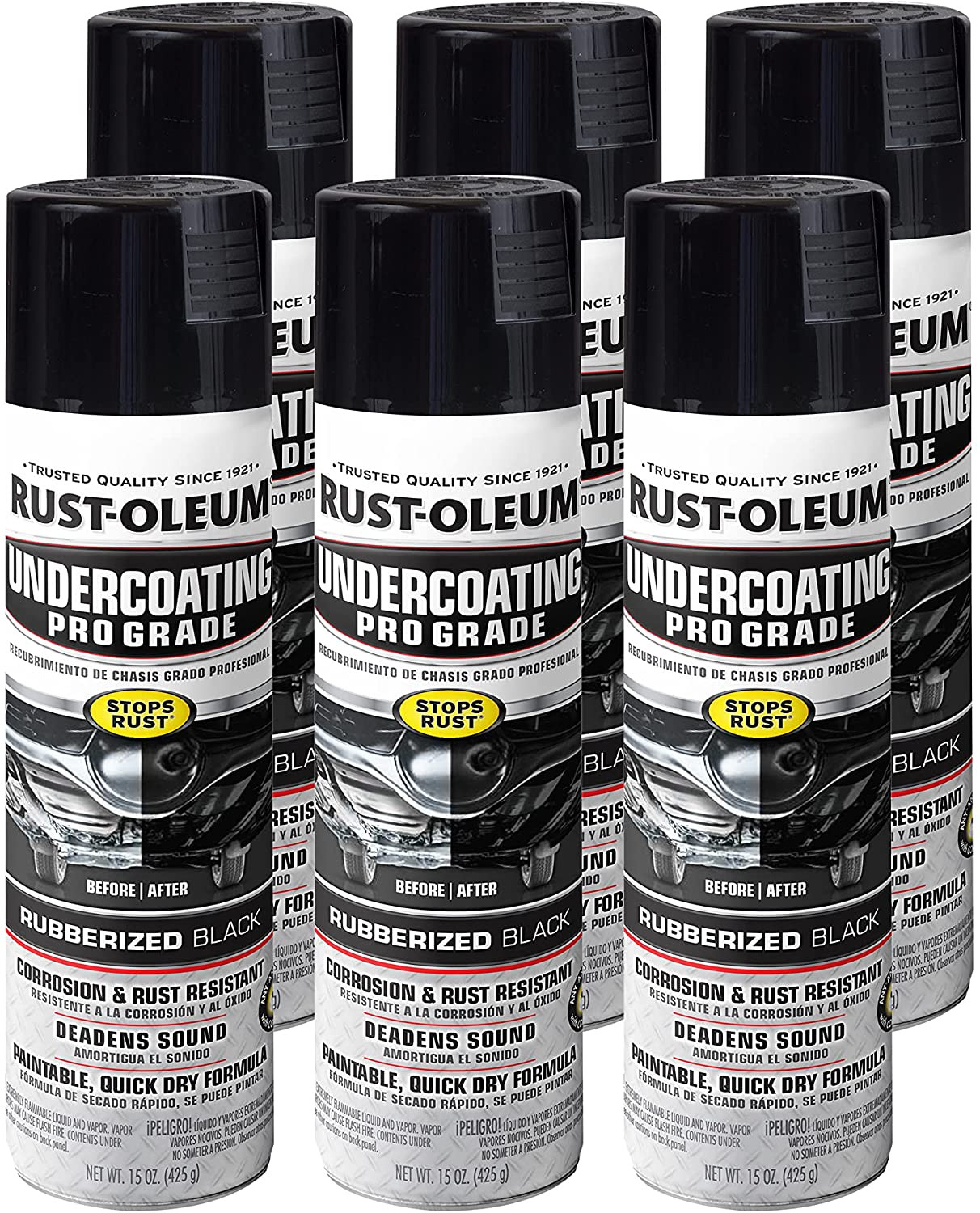 248656 Professional Grade Undercoating Spray, 15 Ounce (Pack of 6), Black, 90 Ou