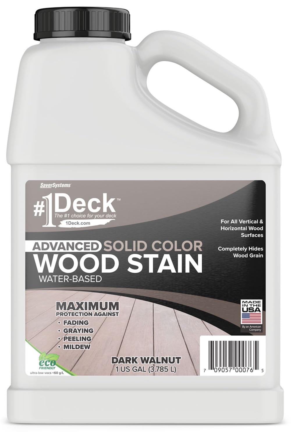 #1 Deck Premium Advanced Solid Color Outdoor Wood Stain and Sealer in One – W…