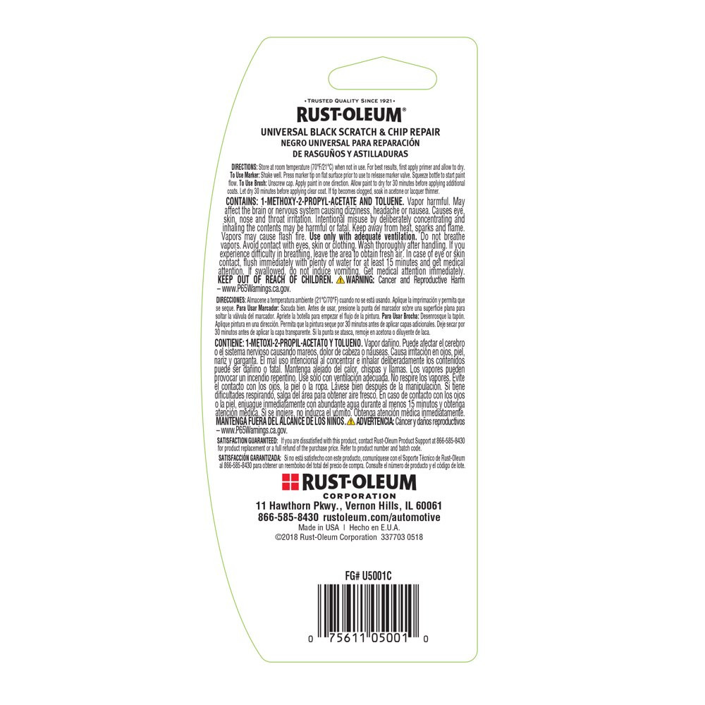 Automotive Gloss Scratch & Chip Repair Black Marker Weather Resistant 0.5Fl Oz