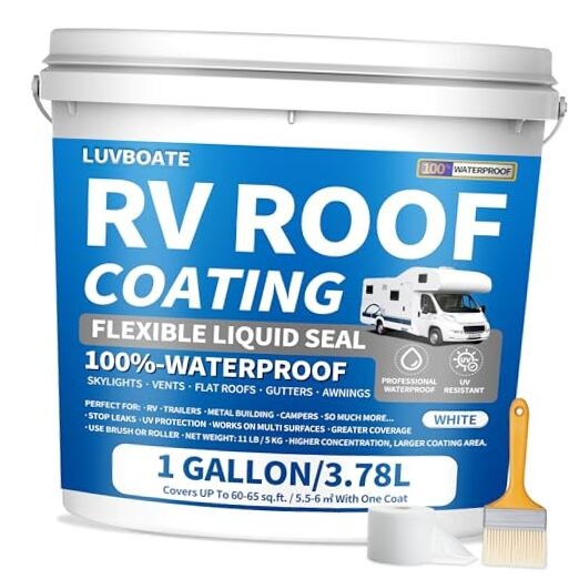 RV Roof Coating White Solar Reflective Sealant, Waterproof Flexible 1 Gallon