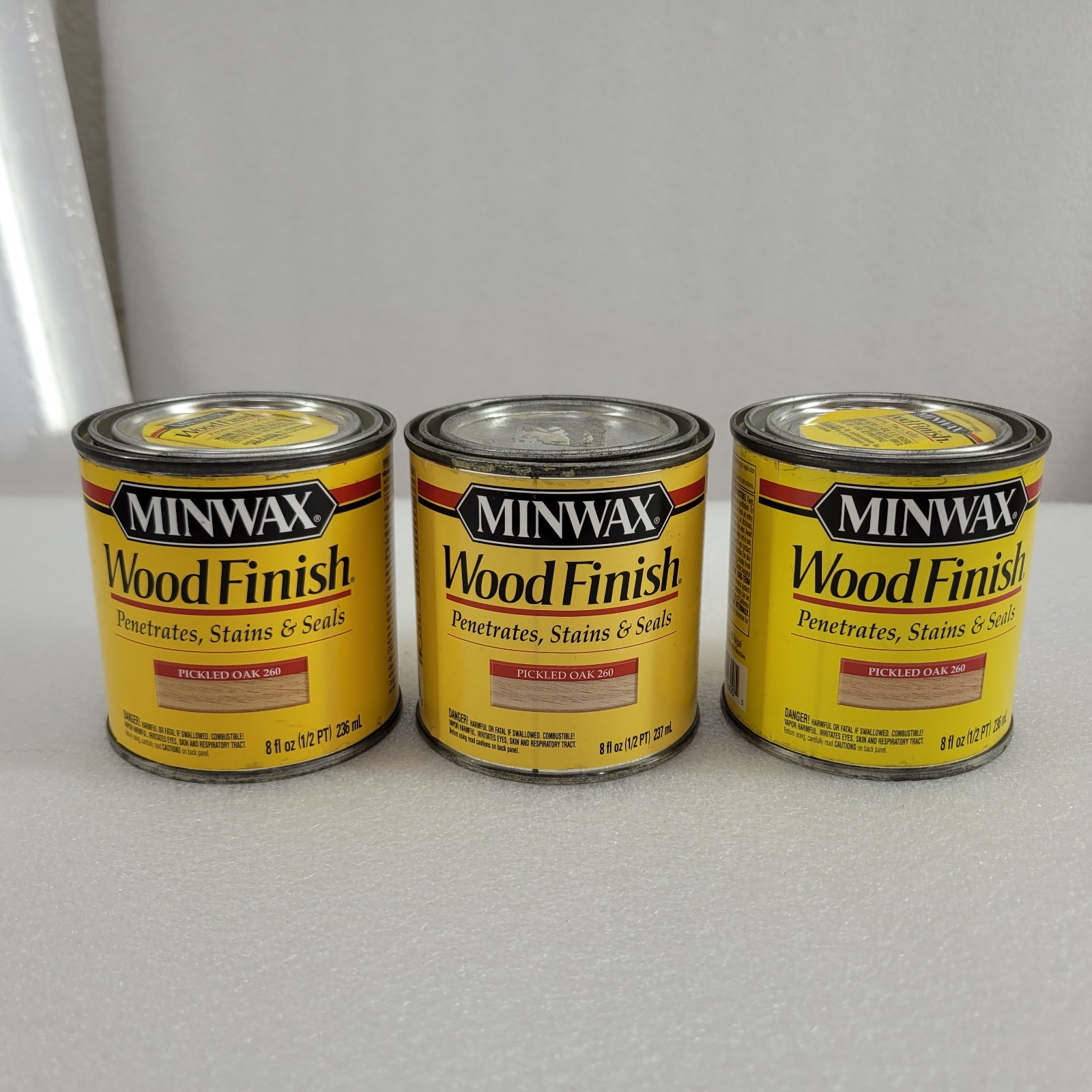 Lot of 3, Minwax 260 Pickled Oak 1/2 pint Wood Finish Oil-Based Wood Stain