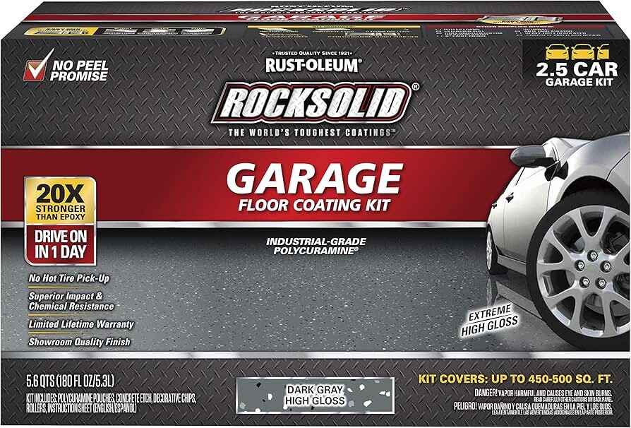 Rust-Oleum ROCKSOLID Dark Gray Polycuramine 2.5 Car Garage Floor Kit 365195