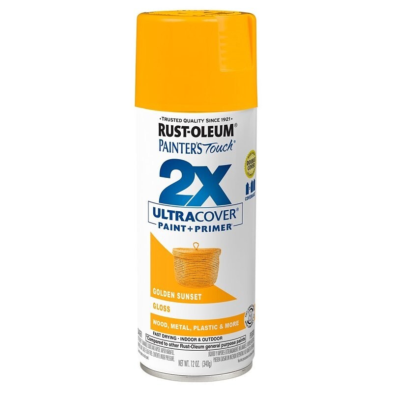 CASE OF (6) RUSTOLEUM 334054 ULTRA COVER 2X GLOSS GOLDEN SUNSET SPRAY PAINT