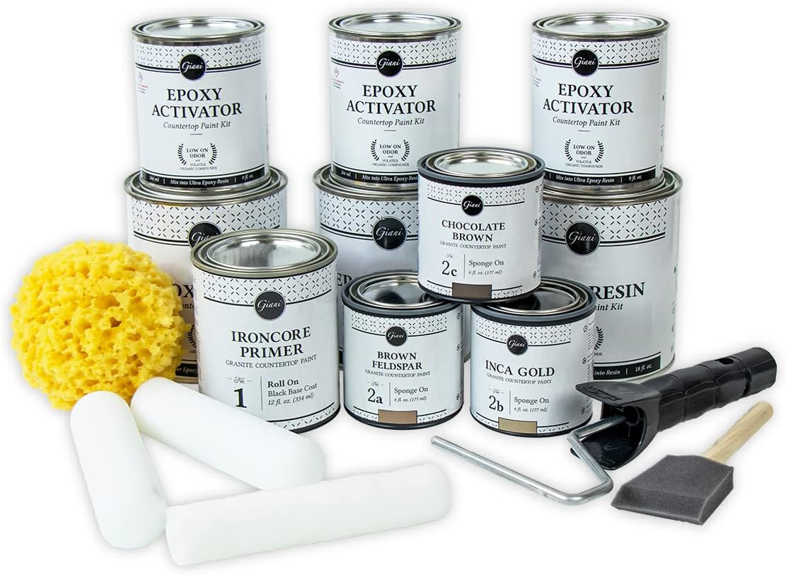 Granite Countertop Paint Kit 2.0 Epoxy Topcoat (Chocolate Brown)