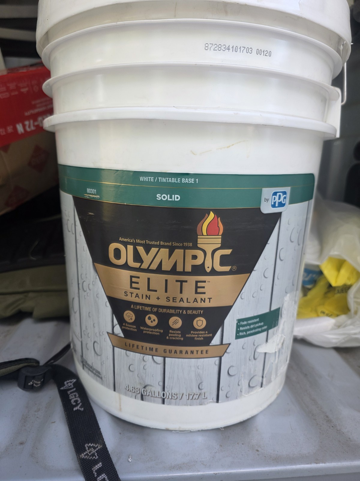 OlympicElite 5 gal. Base 1 Solid Advanced Exterior Stain and Sealer (Not Tinted)