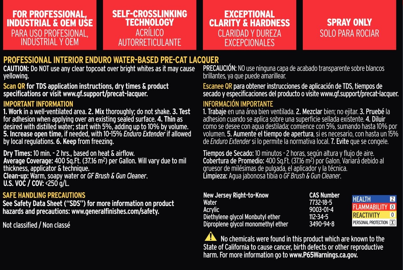 General Finishes Enduro Pre-Cat Lacquer 1 Gallon Satin