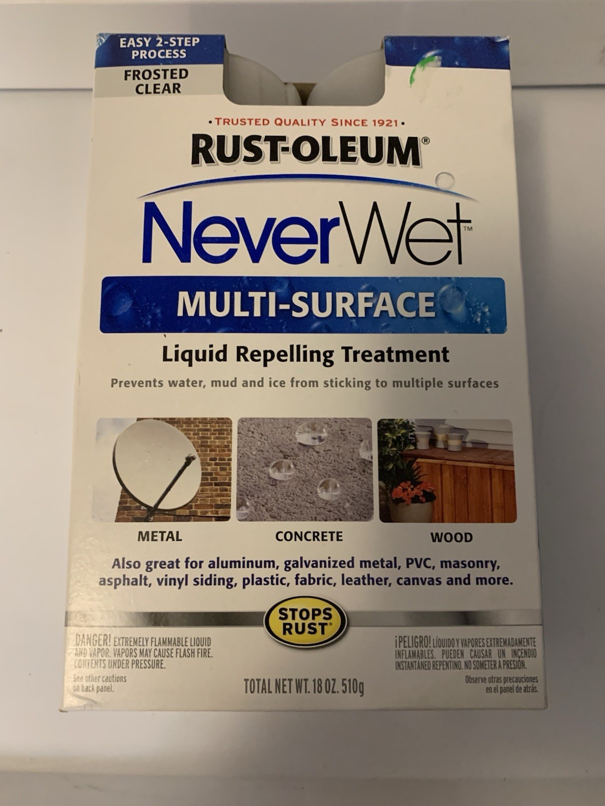 New Rust-Oleum NeverWet Multi-Surface Liquid Repelling Treatment – Frosted Clear