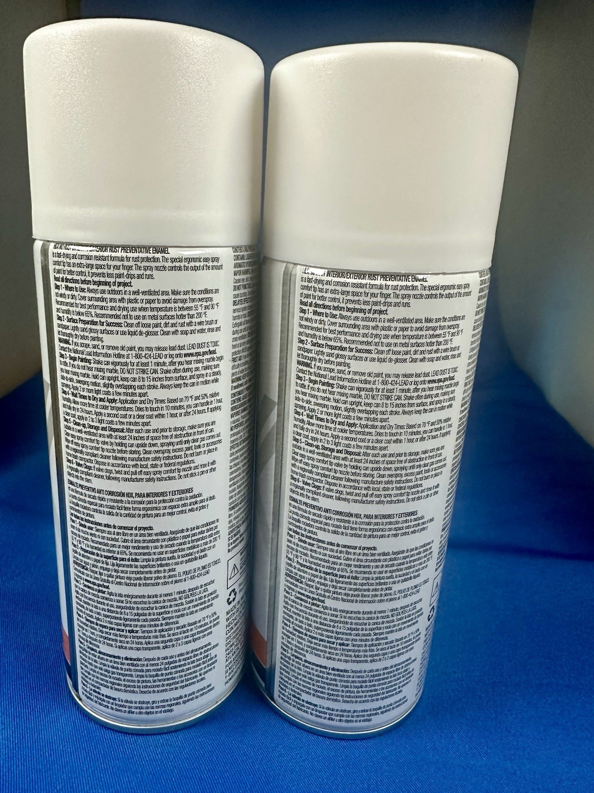 2 Pack HDX No Rust Flat White Spray Paint 12 oz Rust Preventive Enamel New