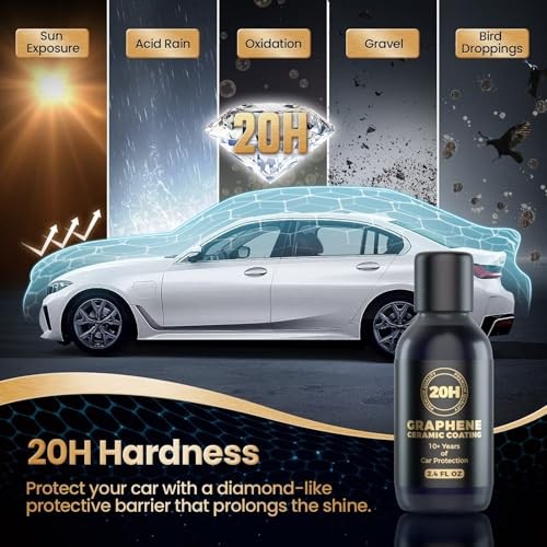 20H Nano Graphene Ceramic Coating for Cars, UV Tracing, 2.4 Fl Oz (Pack of 1)