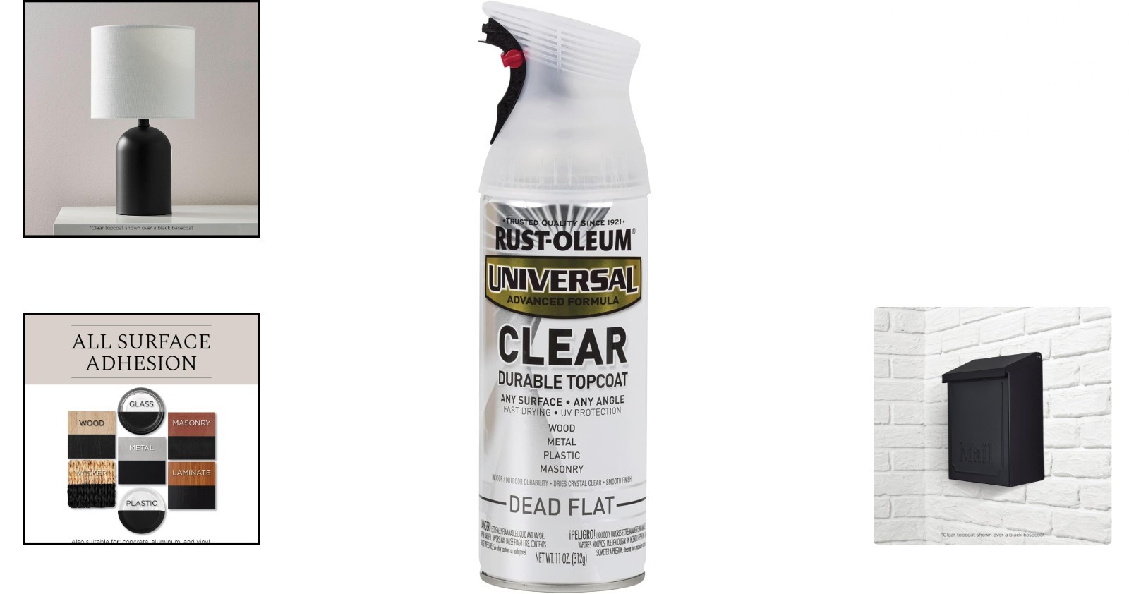 Universal All Surface Clear Topcoat Spray, 11 oz, Dead Flat Clear