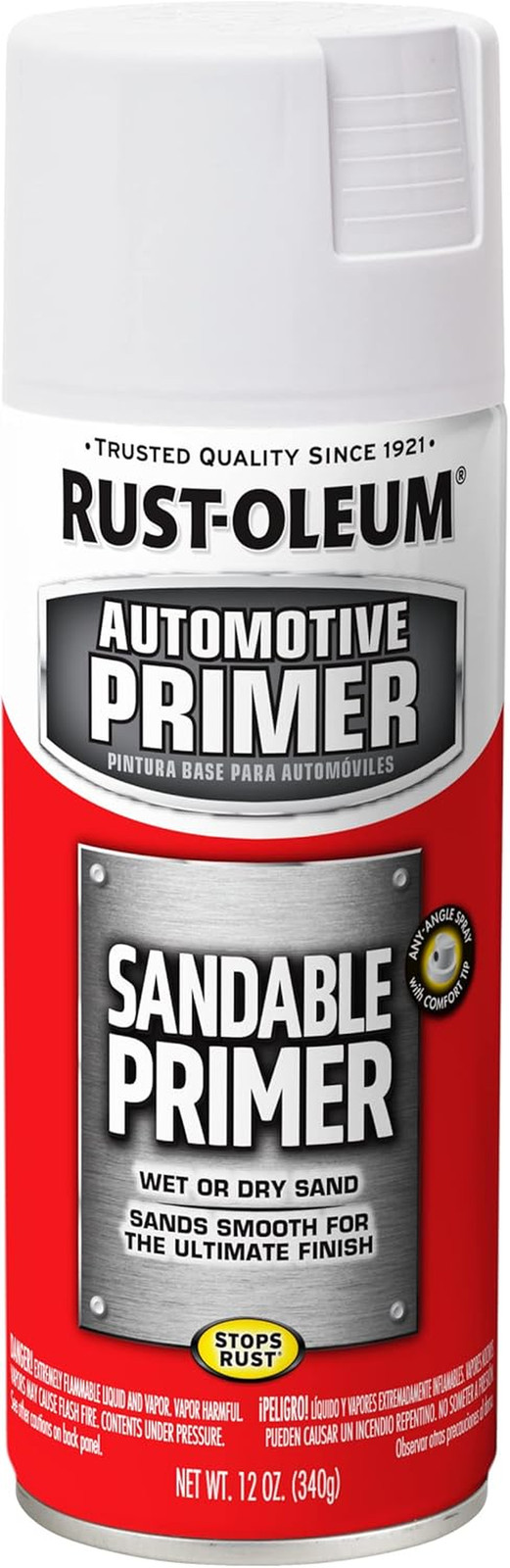 Automotive Sandable Primer Spray – 12 Oz, White, Perfect for Car & Auto Projects