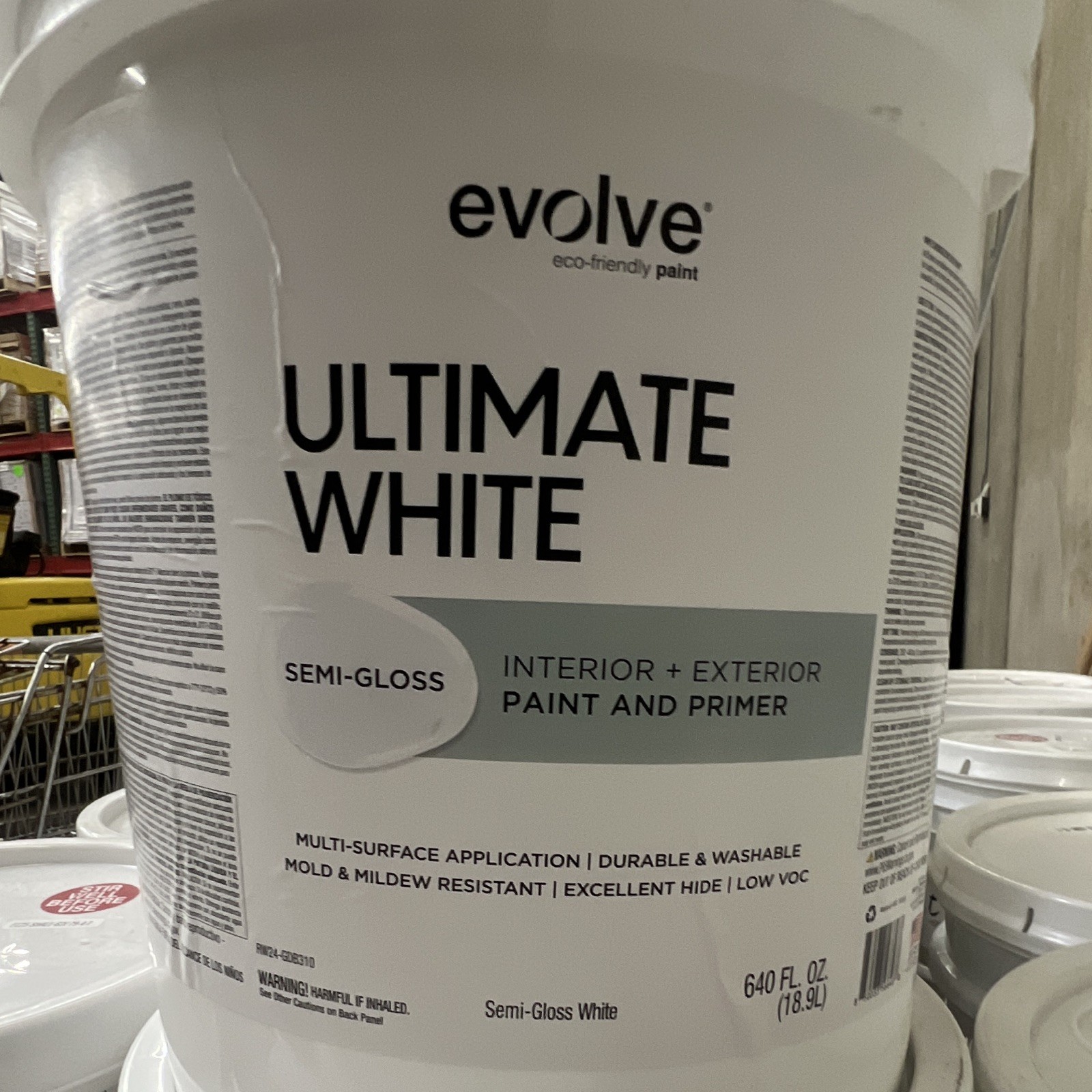 Evolve Eco-Friendly Latex Paint+Primer 5gal Int/Ext White/Shale/Quarry