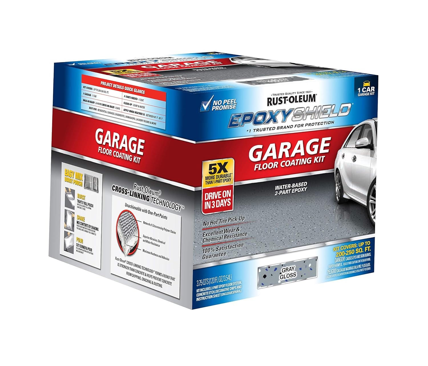 Rust Oleum Epoxy Shield Garage Floor Coating Kit 1 Car Dark Gray Epoxy Floor