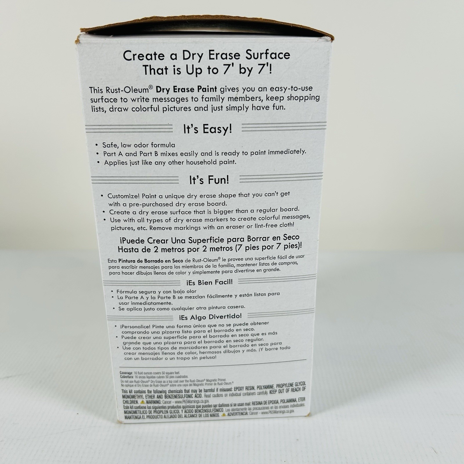 Rust-Oleum Dry Erase Kit Writeable Erasable Finish Walls Doors More 16 FL Oz NIB