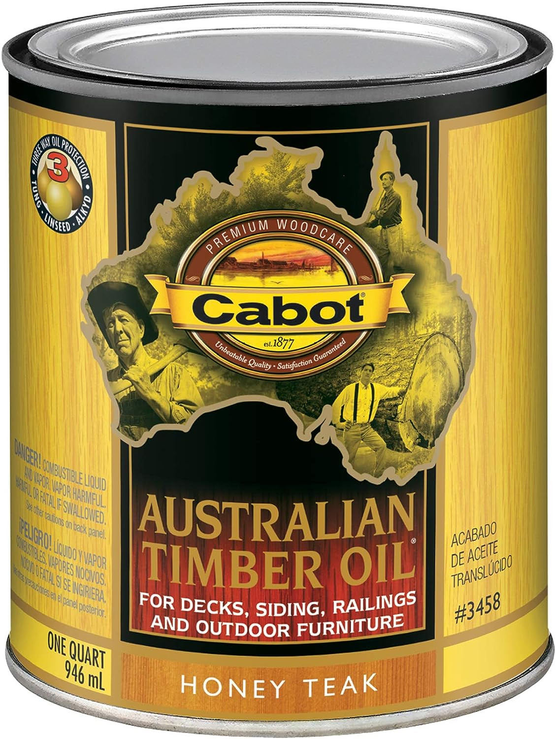 Australian Timber Oil Wood Stain and Protector, Honey Teak, 1 Quart
