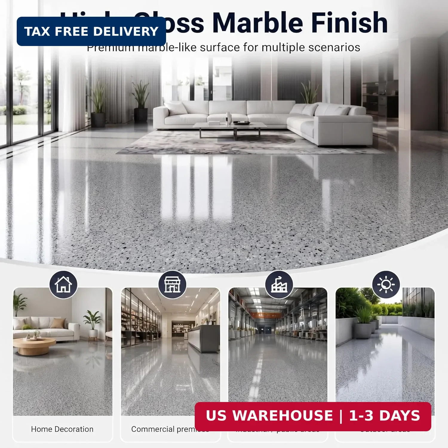 Epoxy Colored Sand Floor Paint for Concrete, Self-Leveling Coating | High-Gloss,
