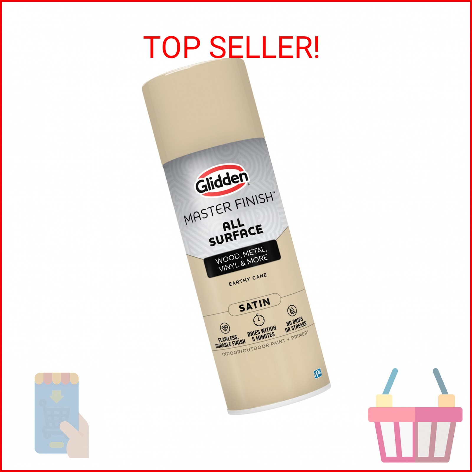 Glidden Master Finish 12 oz. Satin Earthy Cane Interior/Exterior All Surface Spr