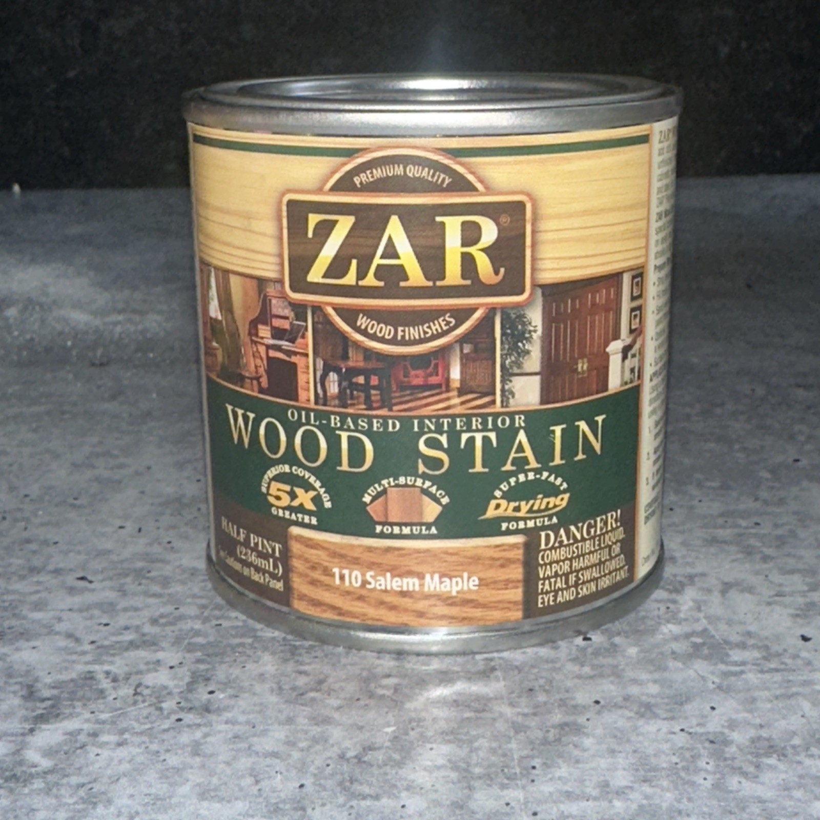 ZAR 110 Salem Maple Oil-Based Interior Wood Stain Multi-Surface Finish 1/2 Pint