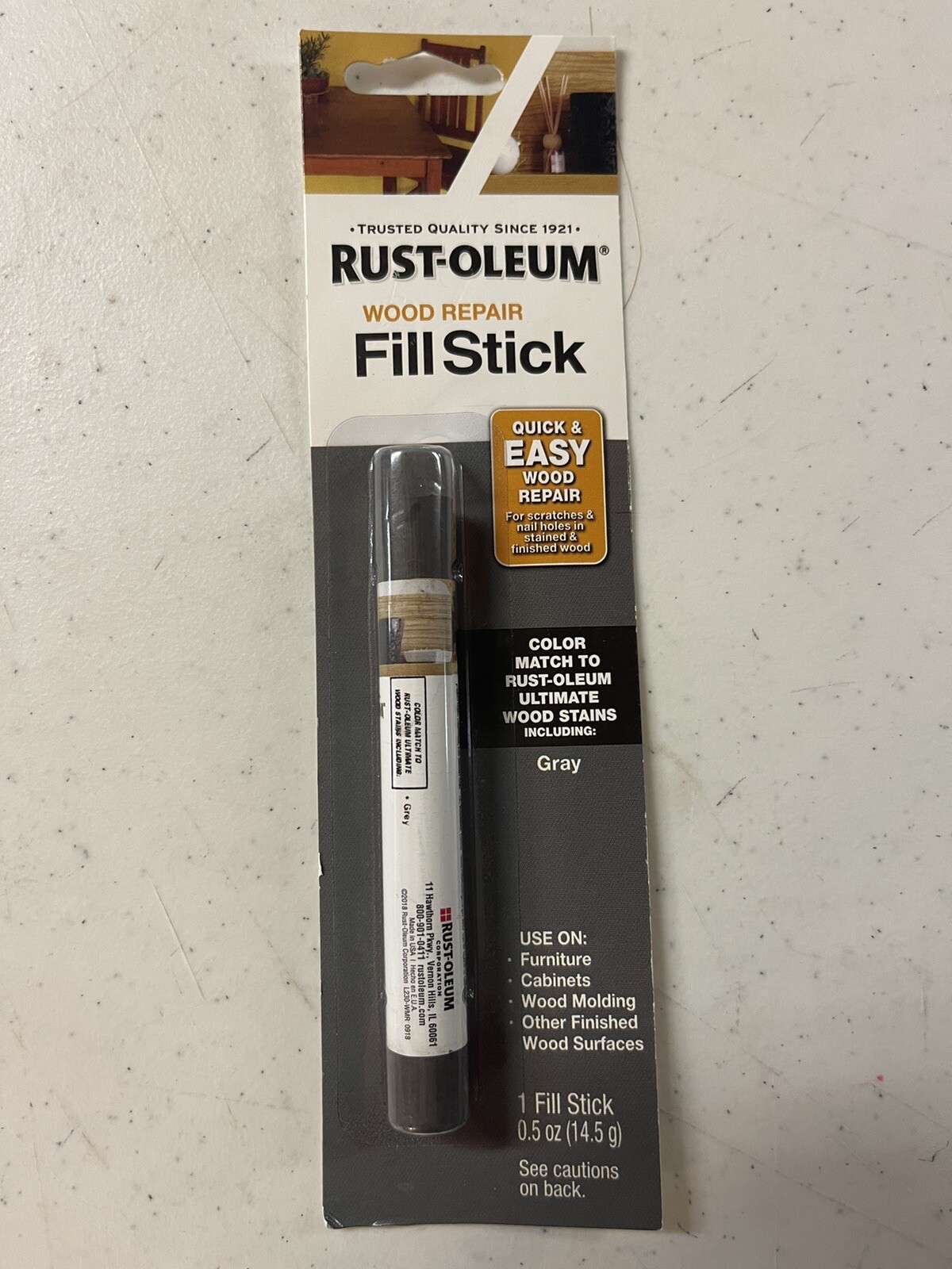 Rust-Oleum Wood Repair Fill Stick Gray 0.5oz New SKU A17