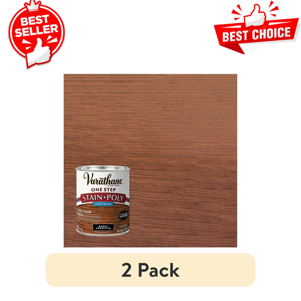 2 Pack Early American, Varathane Stain + Polyurethane, Semi-Gloss -336361, 1 Qt