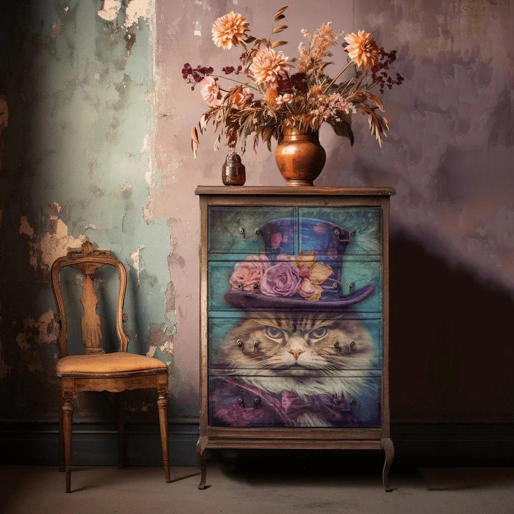 Sour Puss | Large Decoupage Tissue Paper | Furniture | Arts & Crafts | 21×29 or