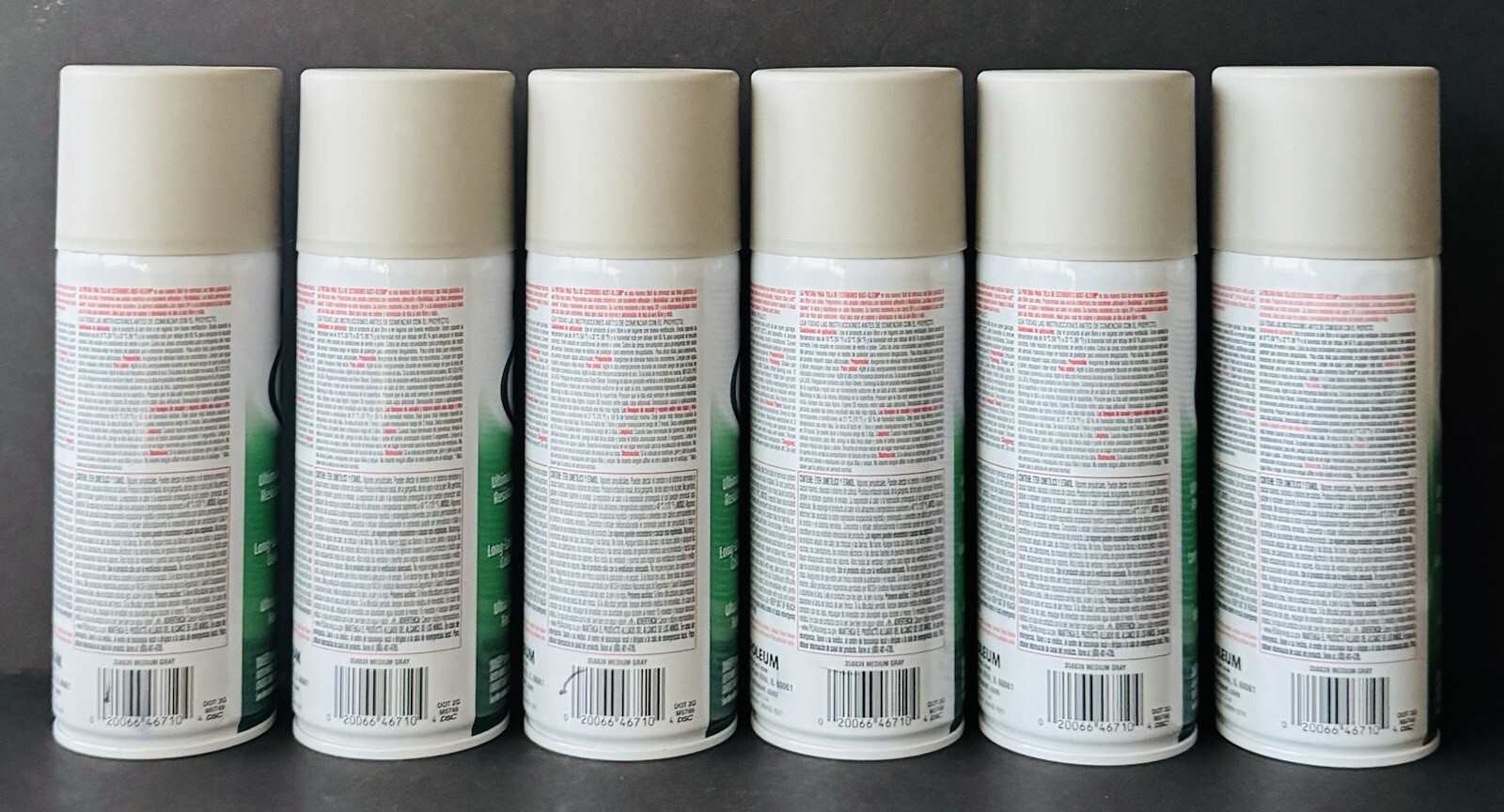 Rust-Oleum 358839 Outdoor Fabric Paint “MEDIUM GRAY”, 12oz (6 Pack)