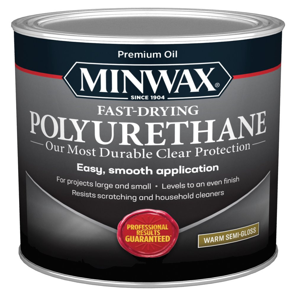 Minwax Fast-Drying Semi-Gloss Clear Polyurethane Wood Projects Protection 1Quart