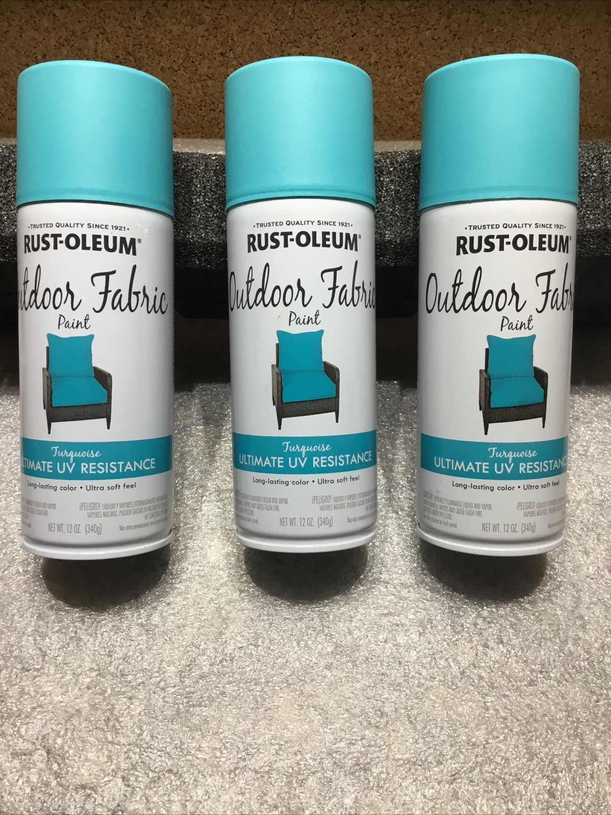 3 Cans Rust Oleum Specialty Turquoise Outdoor Fabric Spray Paint 12 Ounce