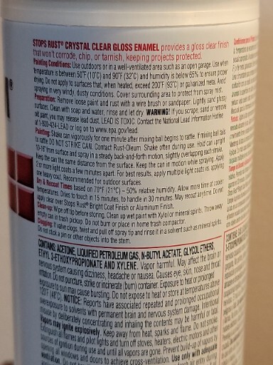 Rust-Oleum CRYSTAL CLEAR ENAMEL 7701830 Protective Spray Paint 12oz NEW Aero