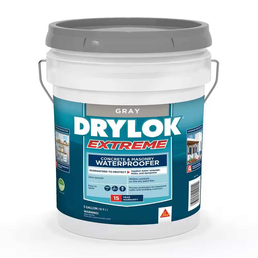 Extreme 5 Gal. Gray Flat Latex Interior/Exterior Basement Masonry and Concrete S