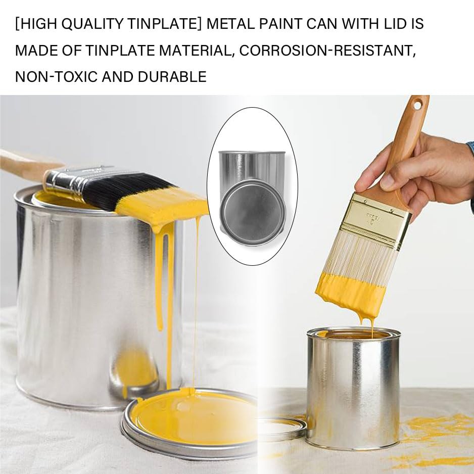 2 Pack Empty Metal Paint Cans with Lids,Empty Pint Paint Cans with Lids for L…