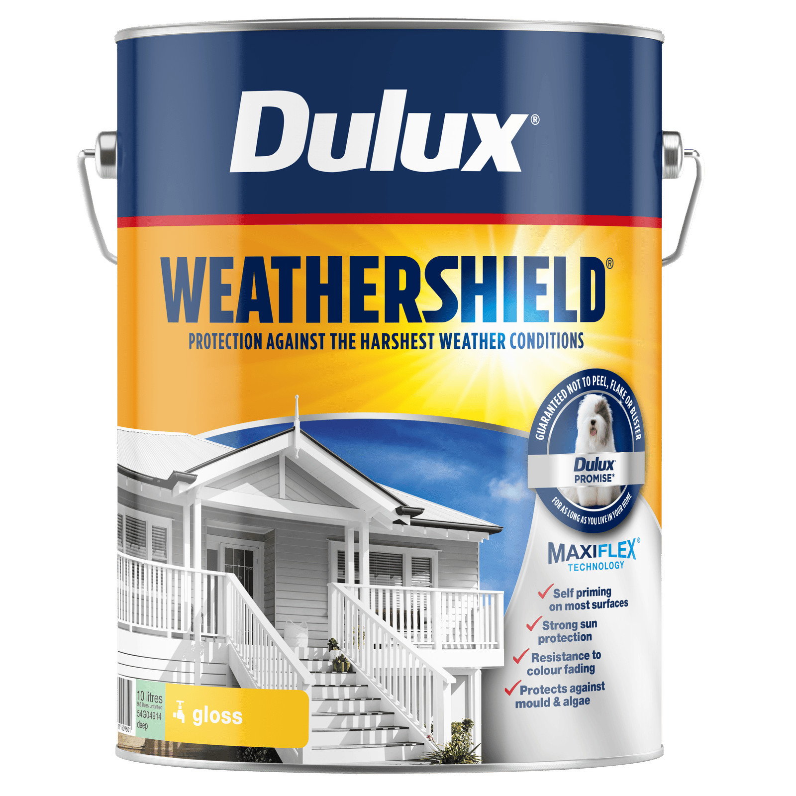 Dulux 10L Deep Gloss Weathershield Exterior Paint