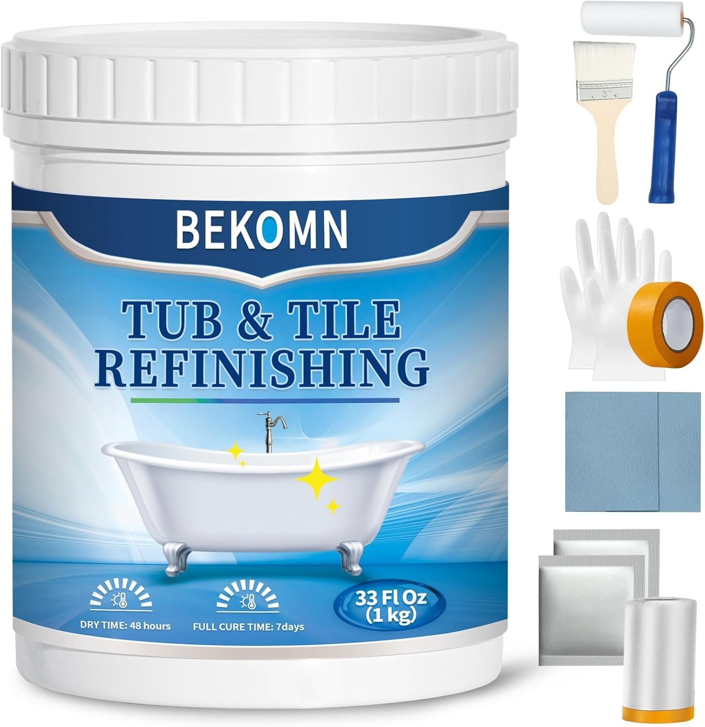 Durable White Bathtub Paint – 33oz Kit for Easy Refinishing in Kitchens & Baths