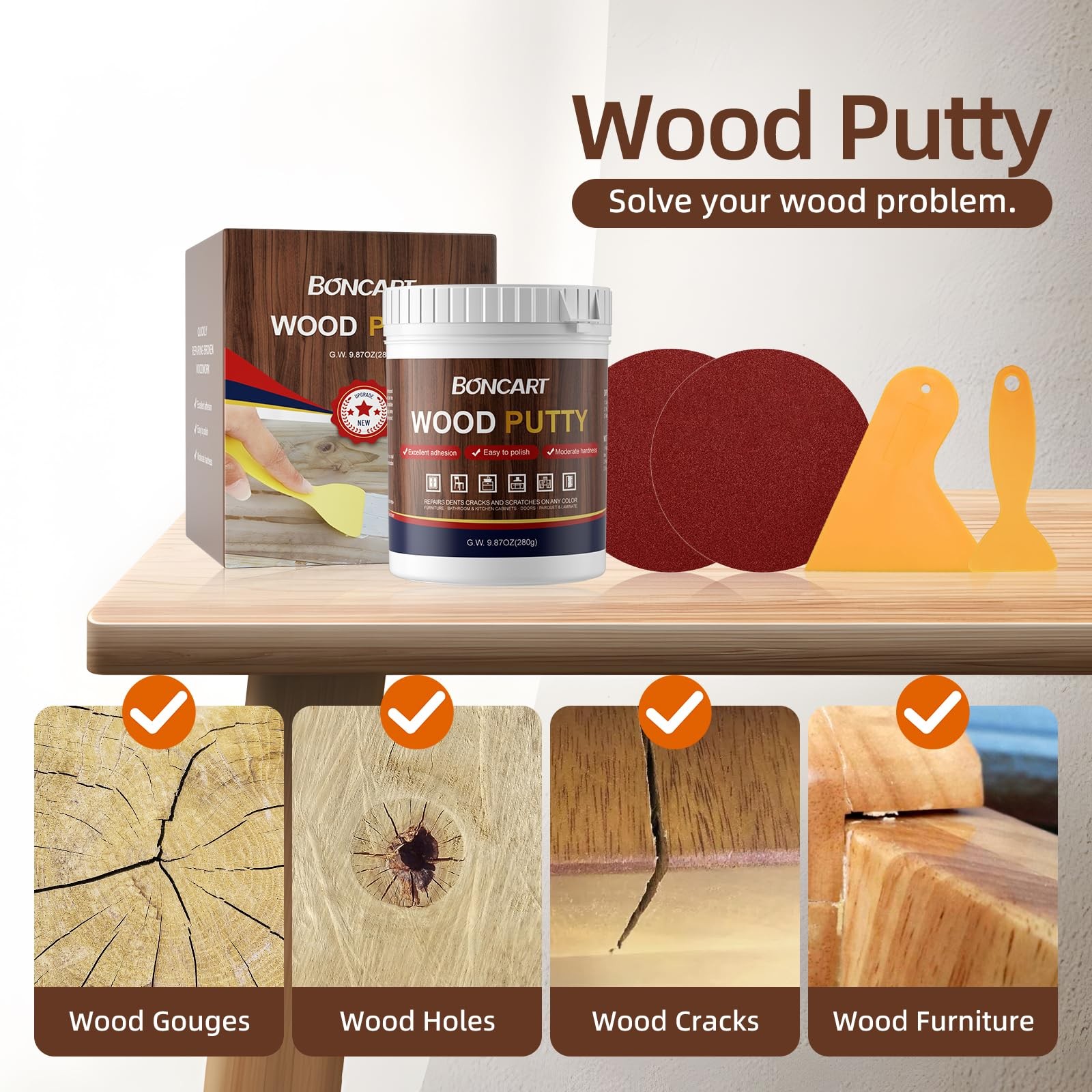 Boncart Black Wood Filler,Black Putty,Wood Filler